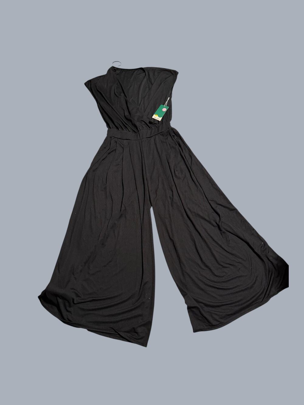 NWT Halara Black Sleeveless Wide Leg Jumpsuit | Surplice V-Neck | Size Medium